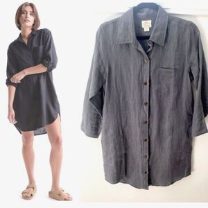 Vikolino European Linen Shirt Dress Women's Small Classic Button Down Lagenlook